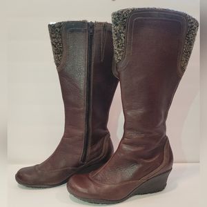 Merrell Larkspur Redwood Tall Boots Brown Leather US 8.5 Wedge 2662